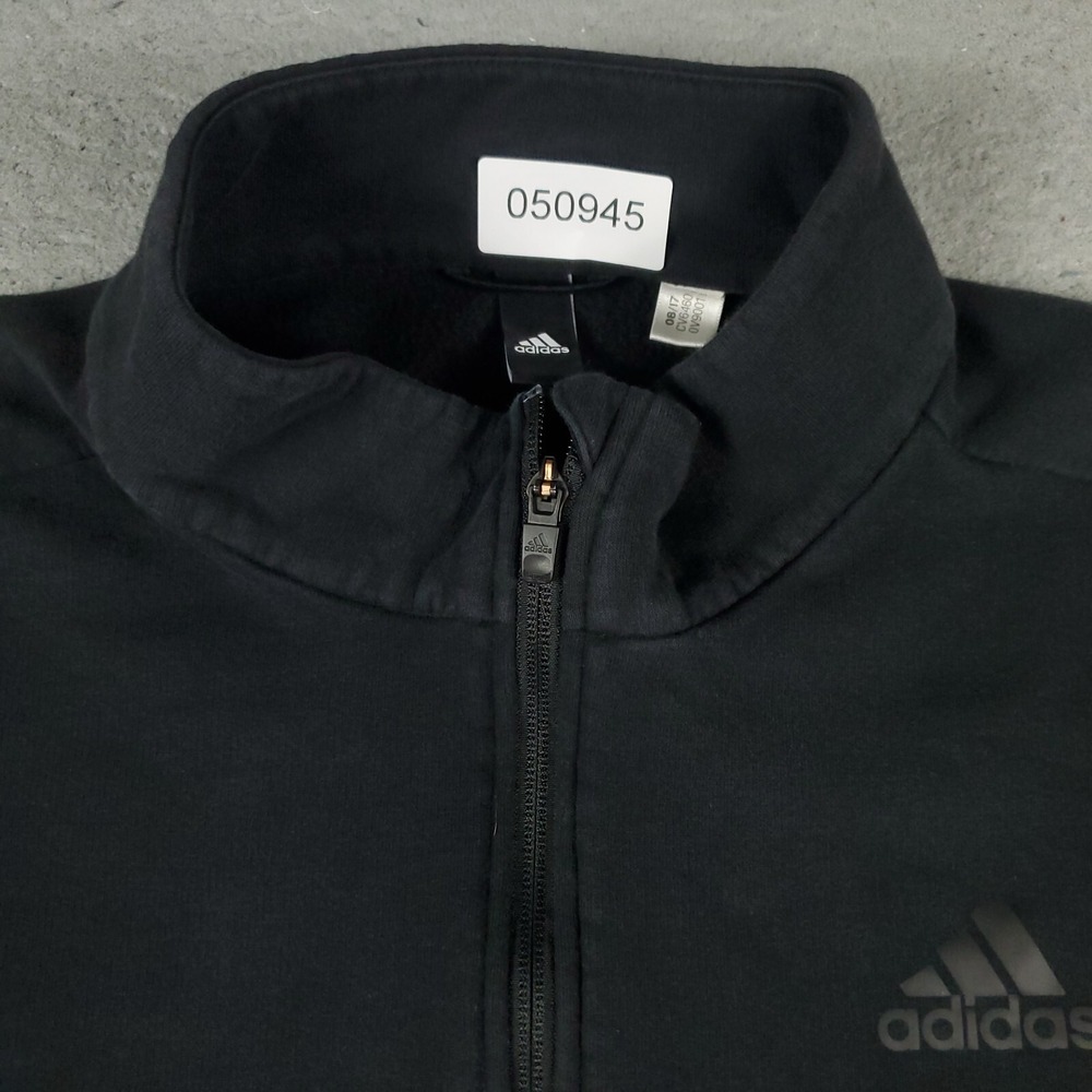 Adidas Sweater Mens Size XL Black Casual 1/4 Zip Up Pullover Sweatshirt - Picture 2 of 8